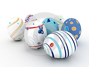 Easter colorful eggs on white background