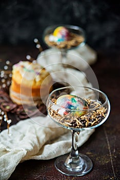 Easter composition with egg in the glass, the trend