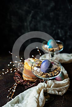Easter composition with egg in the glass, the trend
