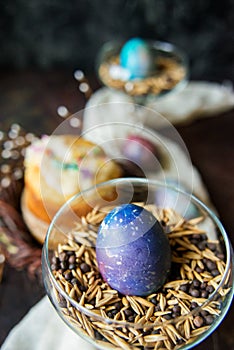 Easter composition with egg in the glass, the trend