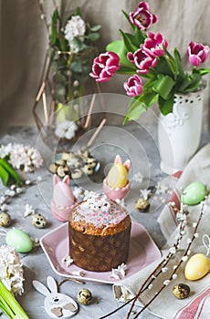 Easter composition with eggs and flower