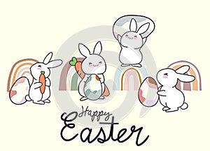 Easter concept design, bunnies, eggs. Easter boho style