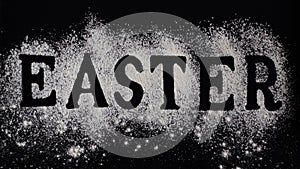 Easter concept, Letters made with flour, Preparation for baking Banner, horizontal, without egg, bakery Home made Holiday law key