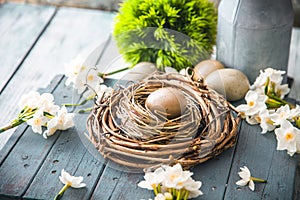Easter concept on wood photo
