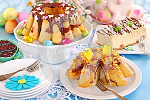 Easter confectionery assortment with marble ring cakes