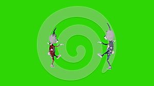 Easter couple rabbits dancing, loop, Green Screen Chromakey