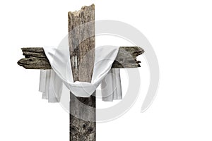 Easter cross isolated on white. He is risen concept.