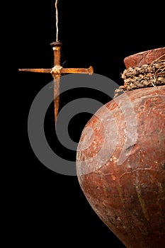 Easter cross and wine jug