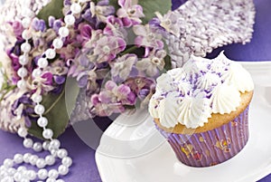 Easter Cupcake with Purple Decorations