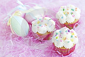 Easter Cupcakes with Candy Sprinkles