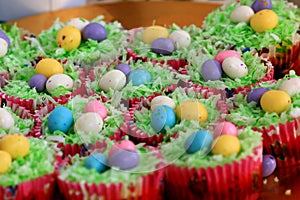 Easter cupcakes with malted chocolate eggs