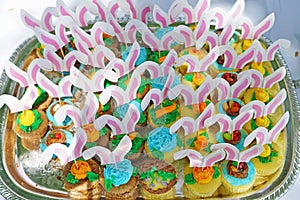 Easter cupcakes with pink bunny ears