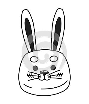 Easter cute bunny black and white 2D cartoon character photo