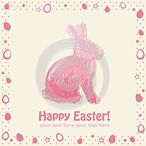 Easter cute scribble bunny silhouette