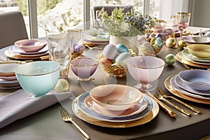 Easter day celebration, table decorations, Generative AI