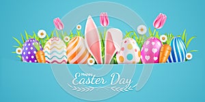 Easter day rabbit bunny with eggs background