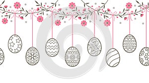 Easter day vintage color background banners wallpapers wrapping doodle style vector illustration