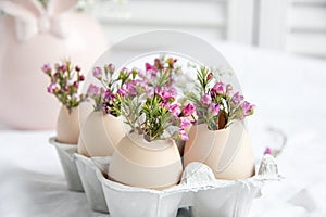 Easter decor - Flowers in eggshells