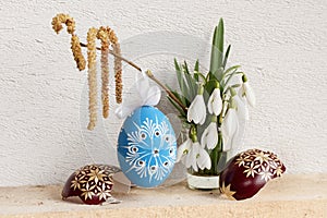 Easter decoration with blue egg