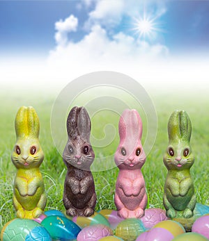 Easter Decoration,bunnies on the glass