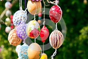 Easter decoration from colorful eggs