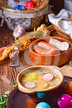 Easter decoration with polish easter soup
