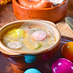 Easter decoration with polish easter soup