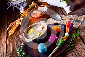 Easter decoration with polish easter soup