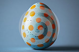 Easter decoration: polka dot painted easter egg on blue background for spring design