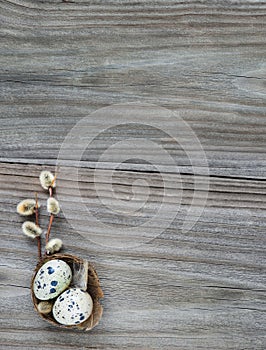 Easter decoration on the wooden background