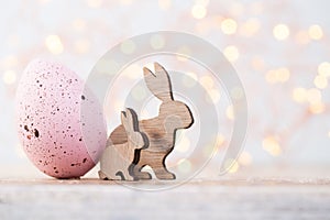 Easter decorations on a beautiful background. Greeting Card.