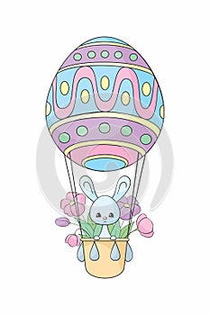 Easter design with cute bunny and aerostat