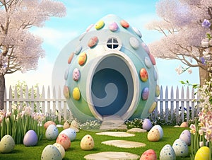 Easter dog house. Ai generated