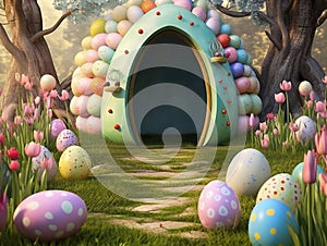 Easter dog house. Ai generated