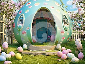 Easter dog house. Ai generated