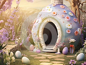 Easter dog house. Ai generated