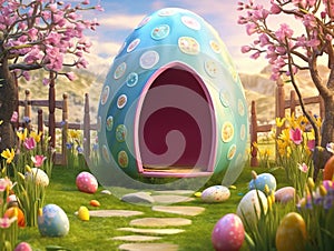 Easter dog house. Ai generated