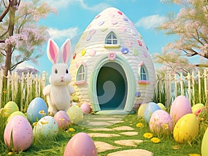 Easter dog house. Ai generated