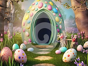 Easter dog house. Ai generated