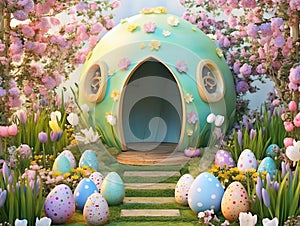 Easter dog house. Ai generated