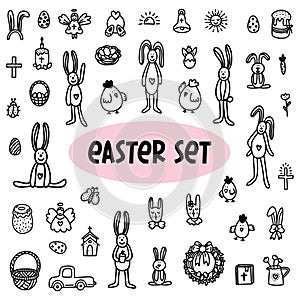 Easter doodles.vector illustration in doodle style