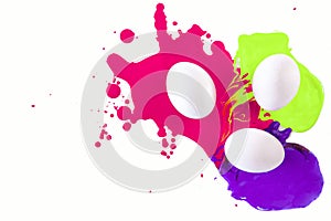 Easter. Easter eggs in paint.Isolated objects