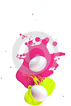 Easter. Easter eggs in paint.Isolated objects