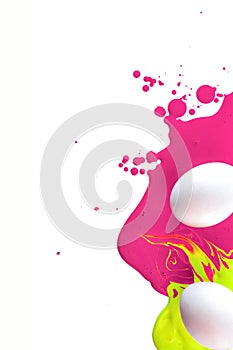 Easter. Easter eggs in paint.Isolated objects