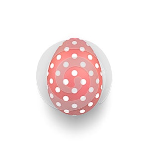 Easter egg 3D icon. Cute coral egg, isolated white background. Bright realistic design, decoration for Happy Easter