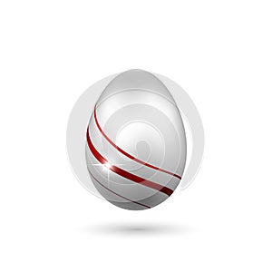 Easter egg 3D icon. Red silver egg, isolated white background. Bright realistic design, decoration for Happy Easter