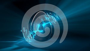 Easter egg. alien egg with blue glowing cracks and light rays