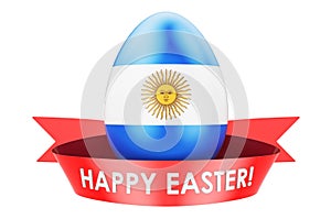 Easter egg with Argentinean flag. Happy Easter in Argentina concept, 3D rendering