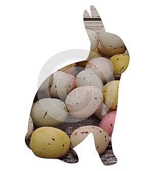 An Easter egg background in the shape of a rabbit