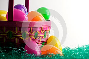 Easter egg basket with eggs